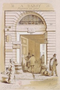 ホテルブリオンの入口、57 rue Jean-Jeacques Rousseau、パリ、1880（紙にトイレ） 作： French School